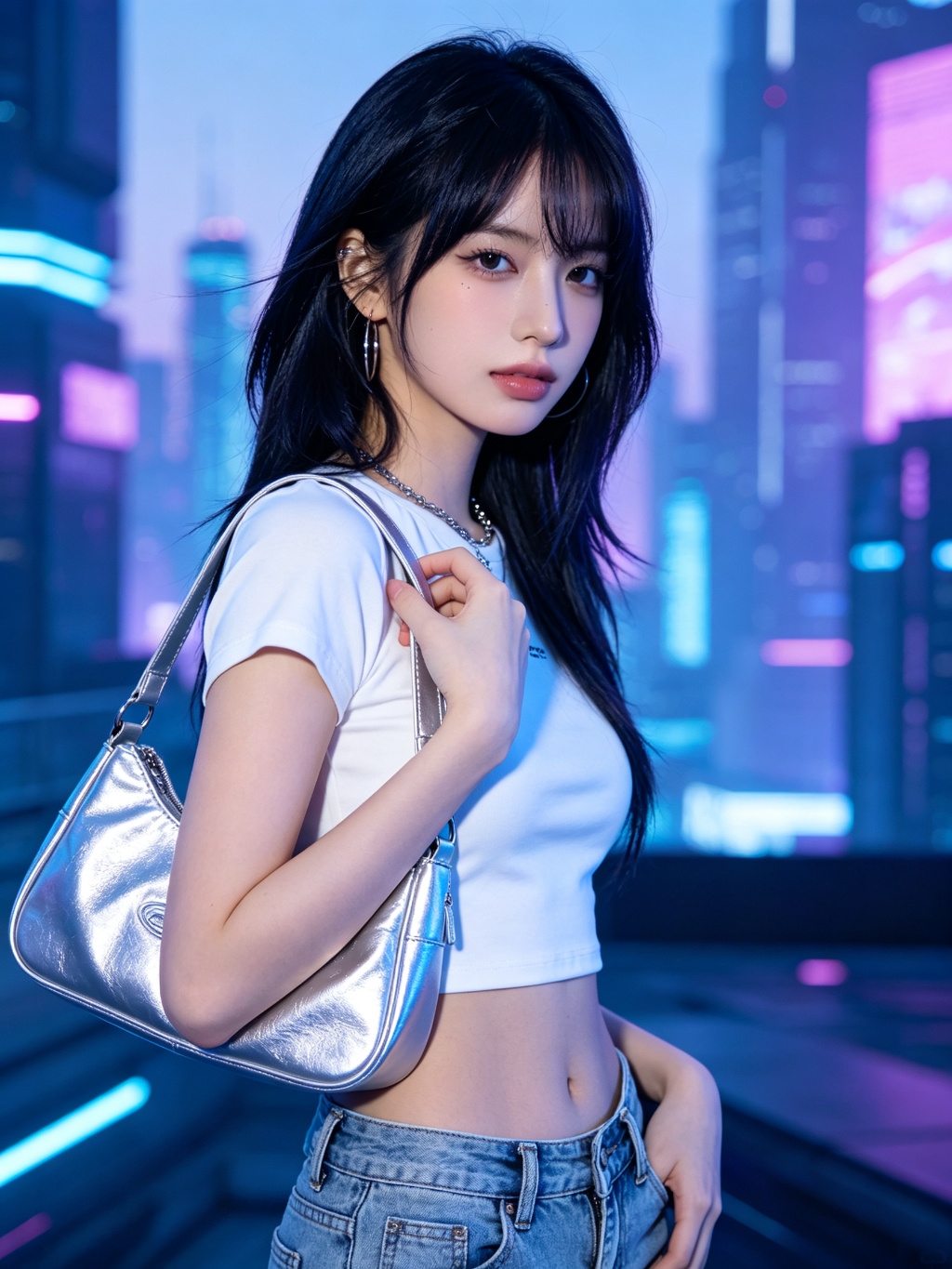 Y2K silver shoulder bag