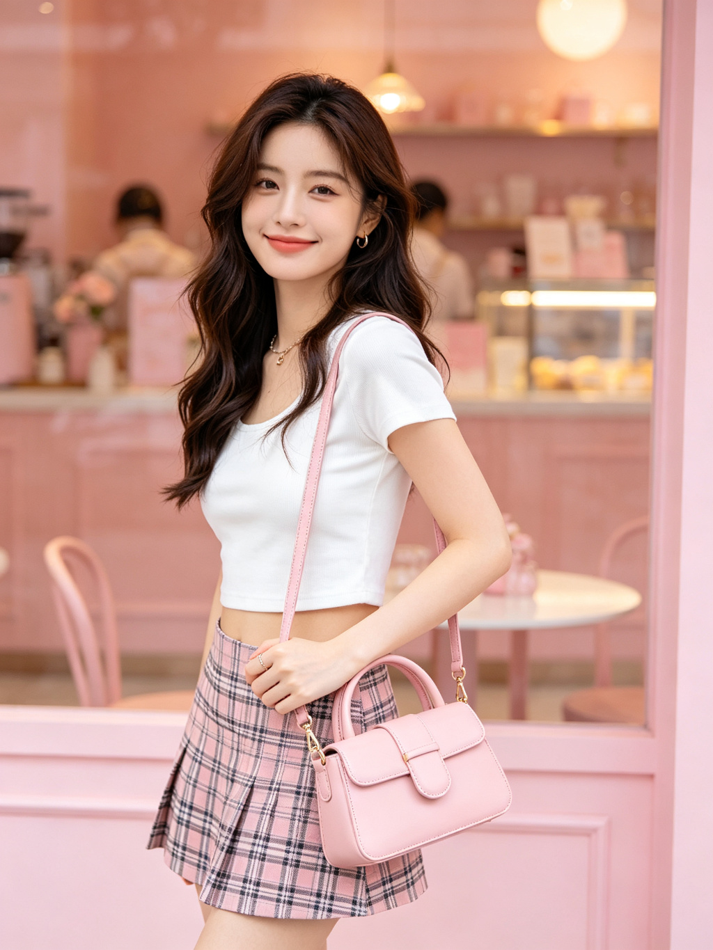 Pink baguette bag sweet style
